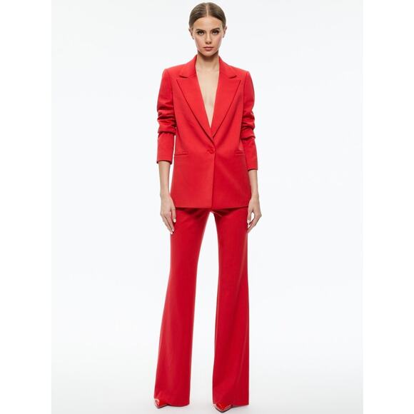 Alice + Olivia Denny Boyfriend Blazer 6 Red Single Button Tailored Jacket Suit - Picture 5 of 16